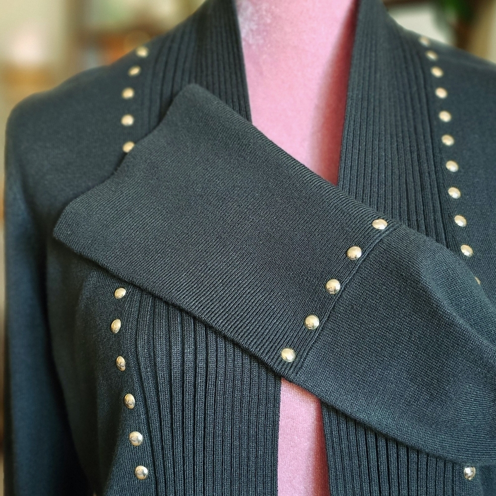 Laura Knit Cardigan, Deep Forest Green. Size Small.